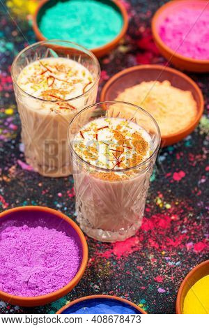 Traditional Indian Drink Thandai With Saffron And Pistachio