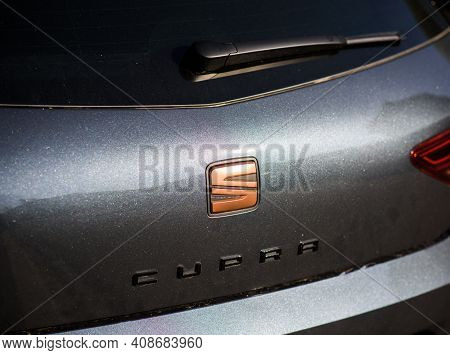 Strasbourg, France - April 5, 2020: Close-up Of New Seat Cupra Logotype On The Rear Part Of A Car - 
