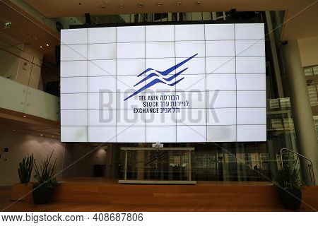 Tel Aviv, Israel - November 23, 2020 :the Opening Trading Podium On The Tel Aviv Stock Exchange.