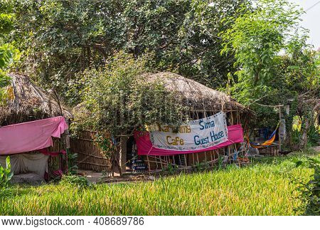 Hunumanahalli, Karnataka, India - November 9, 2013: Sima Or Seema Guest House Banner On One Of The S