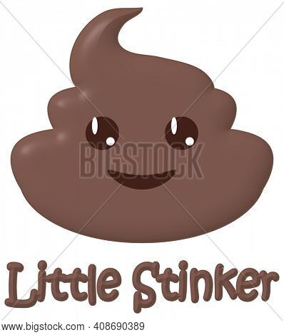 Little Stinker Happy Poop Illustration with Clipping Path Isolated On White