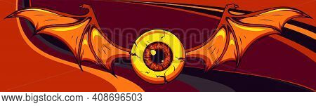 Vector Illustration Of Flying Eyeball Design Art