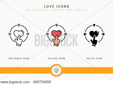 Love Icons Set Vector Illustration With Solid Icon Line Style. Wedding Heart Romance Concept. Editab
