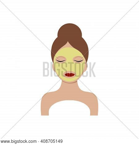 A Beautiful Girl With Closed Eyes And A Green Mask On Her Face. The Concept Of Caring For Yourself,