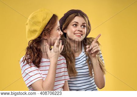 Mom And Daughter Embrace Joy Fun Childhood Lifestyle Yellow Background