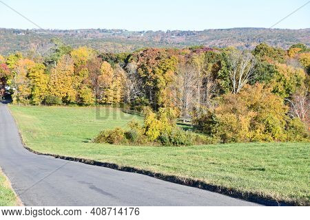 View Of Fall Colors At Litchfield Hills From New Milford, Connecticut
