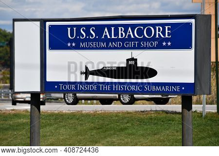 Portsmouth, Nh - Oct 3: Uss Albacore Submarine (agss-569) In Portsmouth, New Hampshire, As Seen On O
