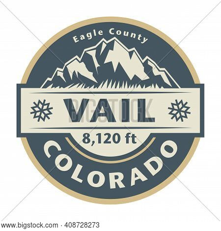 Vail Ski Resort Is A Ski Resort Located Near The Town Of Vail In Eagle County, Colorado. Vector Illu