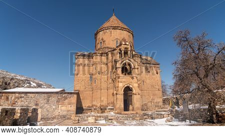 Akdamar Island, Van, Turkey - February 2020: Akdamar Island And Surp Church Akdamar Church Is An Imp