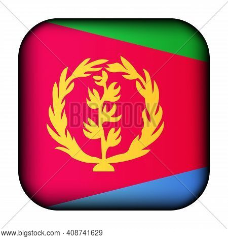 Glass Light Ball With Flag Of Eritrea. Squared Template Icon. Eritrean National Symbol. Glossy Reali
