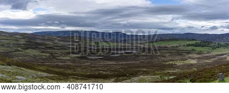 Panoramic Image Of Beautiful Scenery Road Trip From Inverness To Aviemore , Scotland