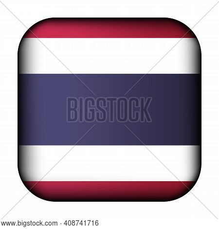 Glass Light Ball With Flag Of Thailand. Squared Template Icon. National Symbol. Glossy Realistic Cub