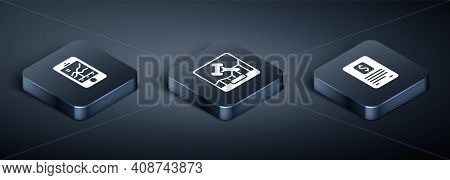 Set Isometric Mobile Stock Trading, Business Finance Report And Online Internet Auction Icon. Vector