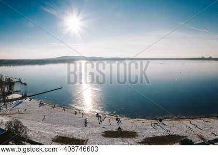 Beautiful Sunny Winter Day On The Frozen Berlin Muggelsee
