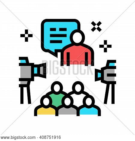 Meeting And Conference Color Icon Vector. Meeting And Conference Sign. Isolated Symbol Illustration