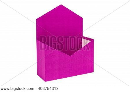 Gift Envelope-box Of Fuchsia Color For Flowers Isolated On White Background