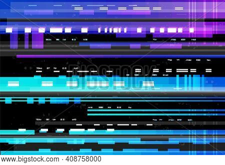 Abstract Background With Glitch Effect, Vector Glitched Distortion Colored Horizontal Stripes, Numbe