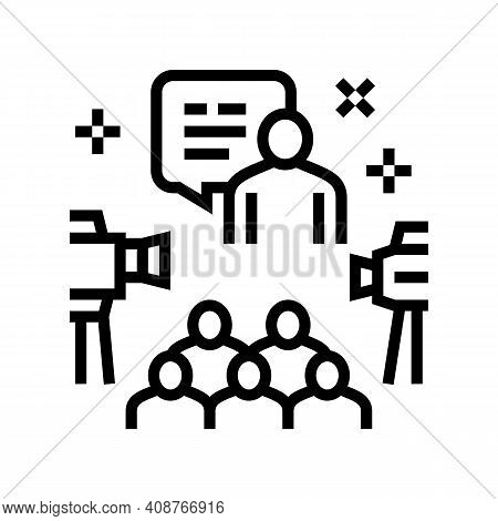 Meeting And Conference Line Icon Vector. Meeting And Conference Sign. Isolated Contour Symbol Black 