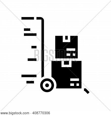 Warehouse Cart Parcels Free Shipping Glyph Icon Vector. Warehouse Cart Parcels Free Shipping Sign. I