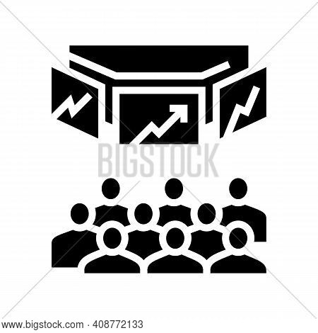 Trading On Stock Exchange Glyph Icon Vector. Trading On Stock Exchange Sign. Isolated Contour Symbol