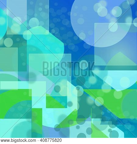 Abstract Geometric Background With Circles; Rectangles, Squares And Stripes