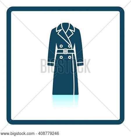 Business Woman Trench Icon. Square Shadow Reflection Design. Vector Illustration.