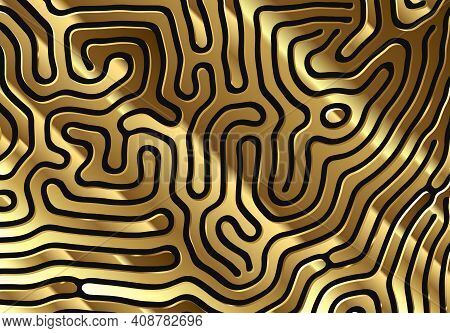 Abstract Background With Optical Illusion Generative Pattern And Vibrant Fluid Golden Colors