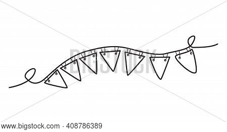 Hand Drawing Garland For Design For Birthday, Party, Festival, Greeting Card, Packaging. Vector Illu