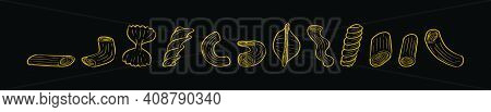 Set Of Macaroni Cartoon Icon Design Template With Various Models. Modern Vector Illustration Isolate