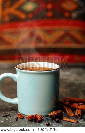 Coffee Business Concept - Cropped Close Up Of Female Serving Coffee With Latte Art While Standing In