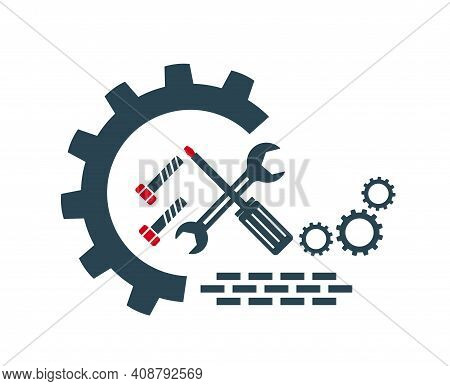 Vector Illustration Of The Logo, The Icon Of Repair And Installation Works. Isolated On A White Back