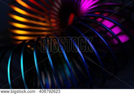 Stratching Colorful Slinky  Spiral, Retro Toy Background