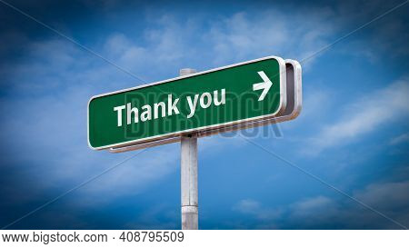 Street Sign The Direction Way To Thank You