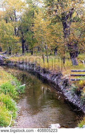 Highwood River Flows Through The County. Foothills County, Alberta, Canada