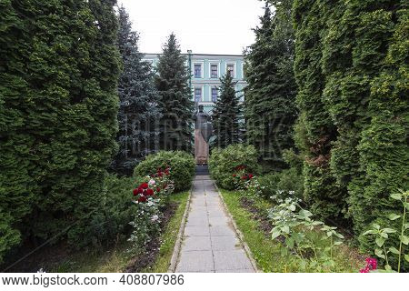 Monument To Vladimir The Great (inscription In Russian). Danilov Monastery (svyato-danilov Monastery