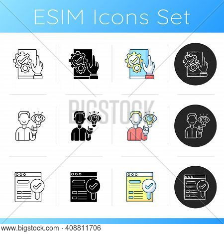 Ux Design Icons Set. Usefulness. Creative Thinking. Discoverability, Learnability. Meeting Customer 