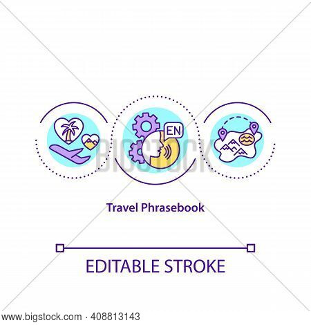 Travel Phrasebook Concept Icon. Collection Of Ready Made Phrases And Word To Learn When You Are Movi
