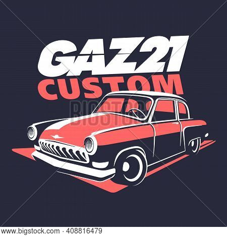 Classic Muscle Car Logo Russian Gaz21 Vector Illustration