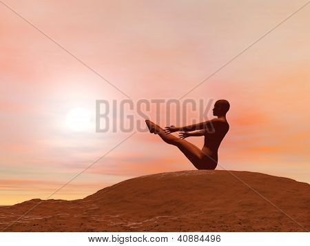 Fuld båd positur, Paripurna Navasana - 3D Render