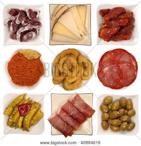 Tapas spagnole isolata on white background