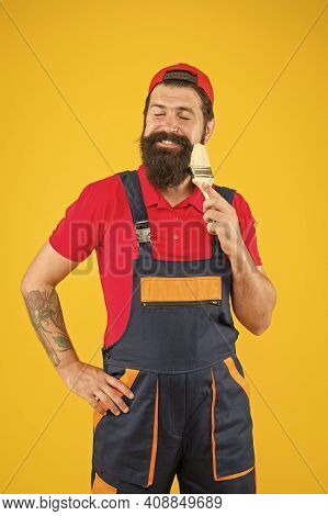 Lacquer Surface. Decoration And Decor. Bearded Mature Man Painter. Furniture Restoration. How To Ref