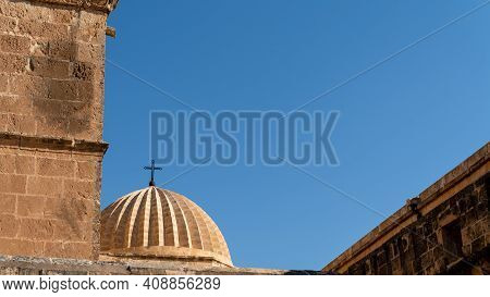 Midyat, Mardin, Turkey - January 2020: Architectural Details Of Mor Gabriel Deyrulumur Monastry. It 