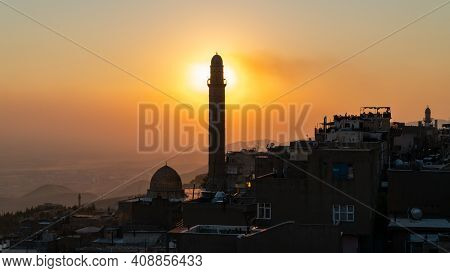 Mardin, Turkey - January 2020: Old City Of Mardin Cityscape With Minaret Of Great Mosque Of Mardin D