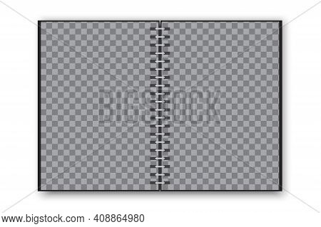 Black Notepad. Notebook Paper. Black Blank Notepad In Realistic Style. Vector Template. Stock Image.