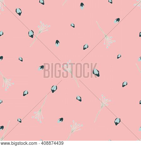 Blossoming Multi Layer Flowers Seamless Pattern On Pink Background