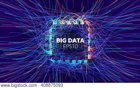 Big Data Vector Background. Visual Sort Analysis. Wave Flow Data. Bigdata Quad Design.