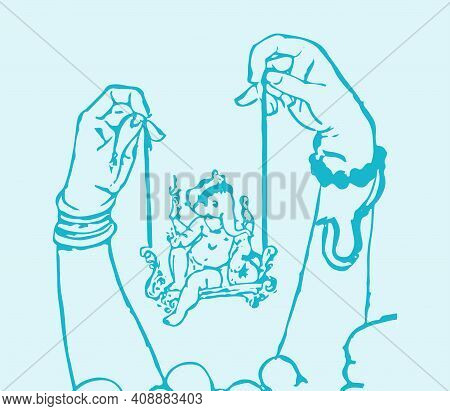 Sketch Of Indian Famous And Powerful God Lord Shiva And His Symbols Outline, Silhouette Editable Ill