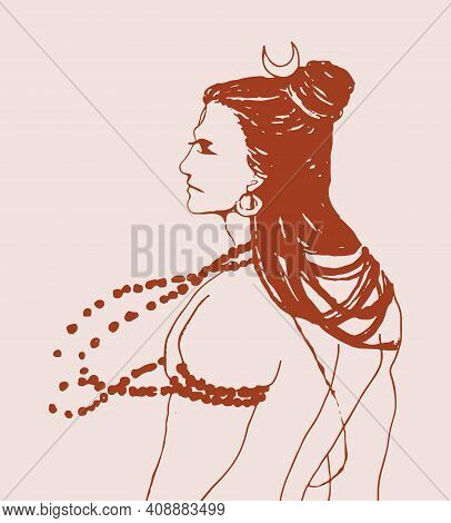 Sketch Of Indian Famous And Powerful God Lord Shiva And His Symbols Outline, Silhouette Editable Ill