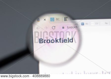 New York, Usa - 15 February 2021: Brookfield Asset Management Website In Browser With Company Logo, 