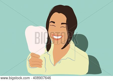 Woman Happy With Haer Teeth At The Dental Office